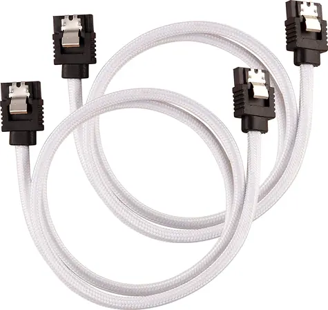 Corsair Premium Sleeved SATA 6Gbps kabel rovný 60cm bílá (2ks)