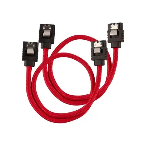 Corsair Premium Sleeved SATA 6Gbps kabel rovný 30cm červená (2ks)