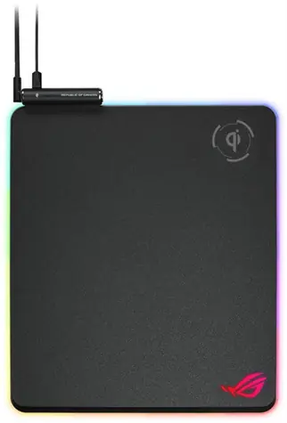 ASUS ROG Balteus Qi černá / Herní podložka pro myš / Aura Sync RGB / Qi nabíjení / 370x320x8mm