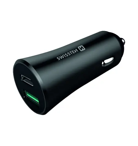 SWISSTEN CL adaptér POWER DELIVERY USB-C + QUICK CHARGE 3.0 36W METAL černá