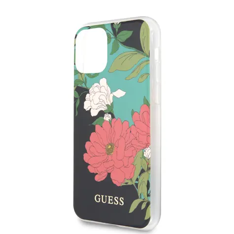 GUESS Flower Shiny N.1 Zadní Kryt pro Apple iPhone 11 Pro Max černá