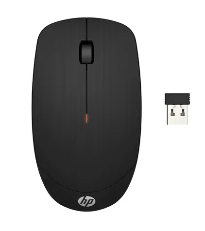 HP X200 černá / Bezdrátová optická myš / 1600 DPI / 2 tlačítka / 1 kolečko / USB / 1x AA
