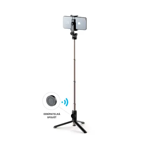 FIXED Snap Selfie stick s tripodem a bezdrátovou spouští černá / 3|4