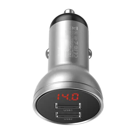 Baseus CCBX-0S USB nabíječka do auta / LED displej / 5V / 2.4A / 2x USB-A / do autozapalovače