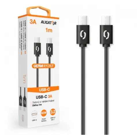 Aligator Datový kabel POWER 3A USB-C - USB-C 1m černá