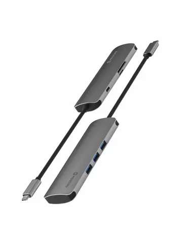 SWISSTEN USB-C HUB 6-IN-1 / USB-C PD / 3X USB 3.0 / SD / micro SD/ hliník
