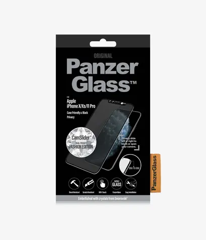 PanzerGlass Privacy Case Friendly CamSlider Swarovski Tvrzené sklo pro Apple iPhone 11 Pro & XS & X černá
