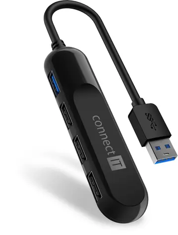 CONNECT IT USB-A hub USB 3.0 černá / externí 