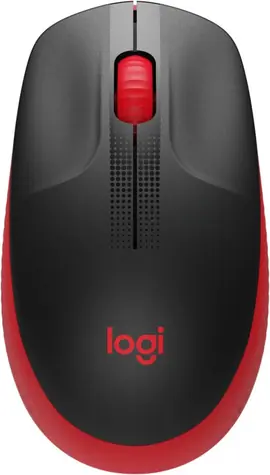 Logitech M190 červená / optická bezdrátová myš / 1000 DPI / USB přijímač / 3 tlačítka