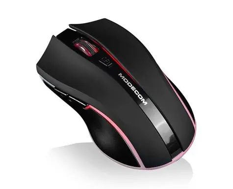 MODECOM MC-WRM1 černá / bezdrátová optická myš / 5 tlačítek / 1600 DPI / USB / podsvícení