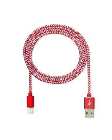 CUBE1 nylon datový kabel USB - USB-C / 2m / červená