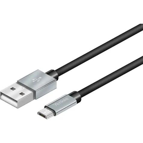 YENKEE YCU 222 kabel USB-A na micro USB černo-stříbrná / M-M / délka 2m / 2.1 A