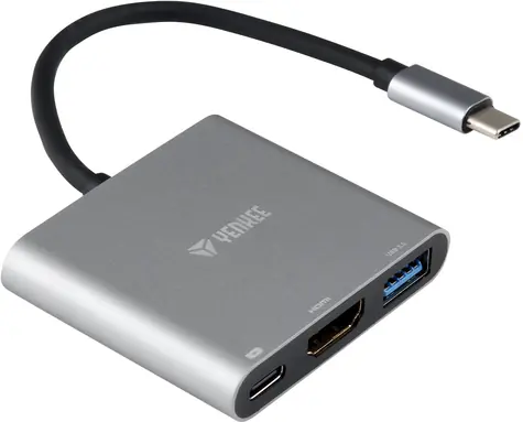 YENKEE YTC 031 Hub stříbrná / HDMI / USB-C / USB-A  / 4K / 5 Gbps 