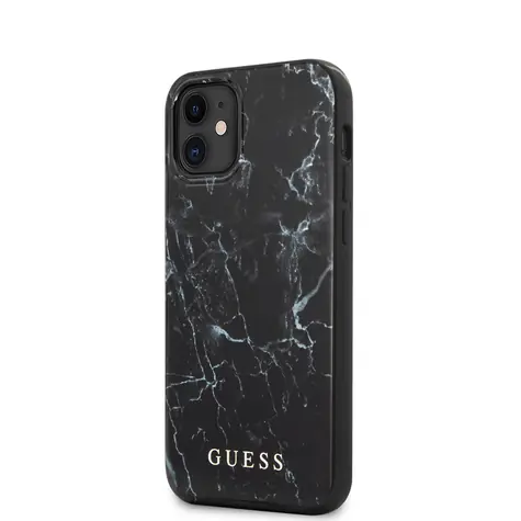 GUESS PC & TPU Marble Zadní Kryt pro Apple iPhone 12 mini černá
