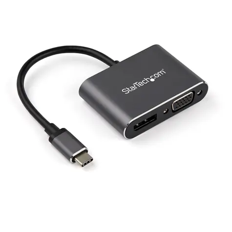 StarTech Multiport video adaptér USB-C na DisplayPort & VGA 1080p stříbrná / 4K 60Hz / Thunderbolt 3