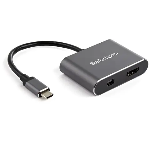 StarTech Multiport video adaptér USB-C na HDMI 2.0 & Mini DisplayPort 1.2 stříbrná / 4K 60Hz / Thunderbolt 3