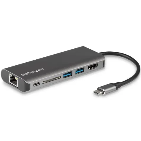 StarTech DKT30CSDHPD mini dokovací stanice šedá / 60W napájení / 1x HDMI / 4x USB / 1x RJ-45 / SD & MMC slot