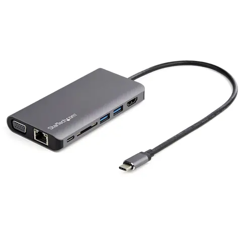 StarTech DKT30CHVAUSP dokovací stanice šedá / 1x HDMI / 1x VGA / 1x RJ-45 / 3x USB / 2x 3.5 mm  / 100W / SD slot