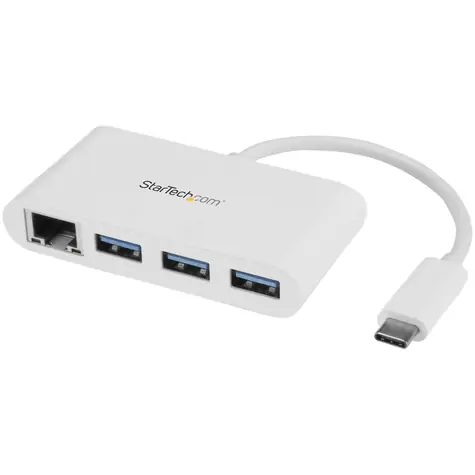 StarTech USB-A Hub 3 porty bílá / 3x USB-A / 1x RJ-45