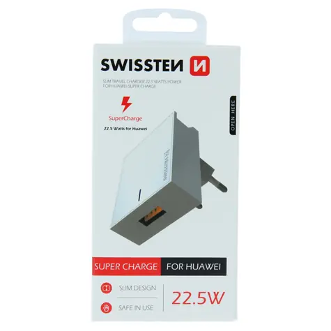 SWISSTEN Síťový adaptér pro HUAWEI SUPER FAST CHARGE 22.5W bílá