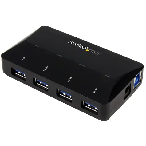 StarTech USB-A Hub 4 porty černá / 4x USB-A / 1x 2.4A nabíjecí port 