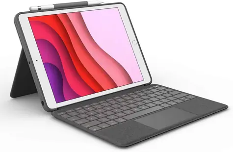 Logitech pouzdro pro Apple iPad 7. & 8 gen. UK šedá / podsvícení / klávesnice / trackpad / Smart