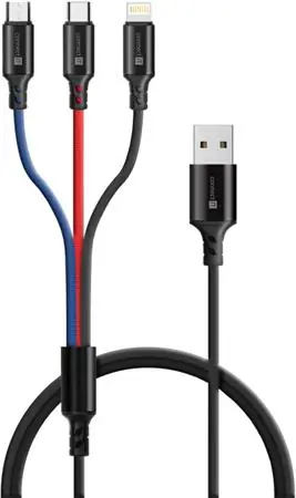 CONNECT IT Wirez 3in1 USB-C & Micro USB & Lightning 1.2 m černá / 2A / USB-A(M) / USB-C(M) / Micro-USB(M) / Lightning(M)