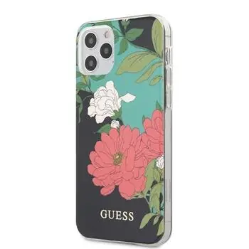 GUESS PC & TPU Flower N.1 Zadní Kryt pro Apple iPhone 12 Pro Max černá