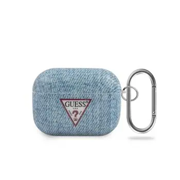 GUESS Denim Triangle Pouzdro pro Airpods Pro světle modrá