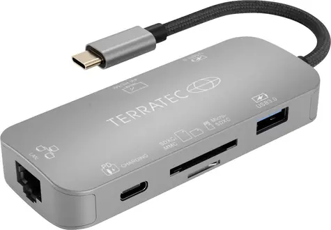 TERRATEC Connect C8 USB-C / 1x USB-A 3.0 / 1x USB-C PD (100W) / 1x GLAN / SD&Micro-SD čtečka