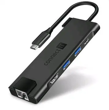 CONNECT IT CHU-8020-AN USB-C hub 5v1 / 1x USB-C (M) / 1x USB-C (F) / 2x USB-A 3.2 (F) / 1x HDMI 1.4 / 1x RJ45 (Gigabit)