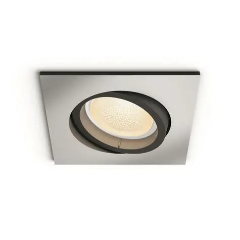 Philips Hue Centura LED 1x5.7W hranaté hliník / LED zápustné svítidlo GU10 / 350lm / 2000-6500 K RGB / IP20