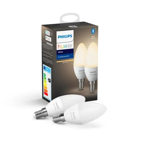 Philips Hue BT LED žárovka E14 5.5W teplá bílá 2 ks / chytrá LED žárovka / 470 lm / 2700 K / stmívatelná