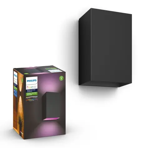 Philips Hue Resonate LED 2x8W černá / venkovní nástěnné svítidlo / 1200lm / 2000-6500K / RGBW / IP44