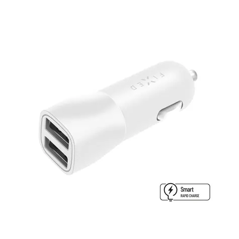 FIXED Autonabíječka 15W s 2xUSB výstupem bílá / Smart Rapid Charge