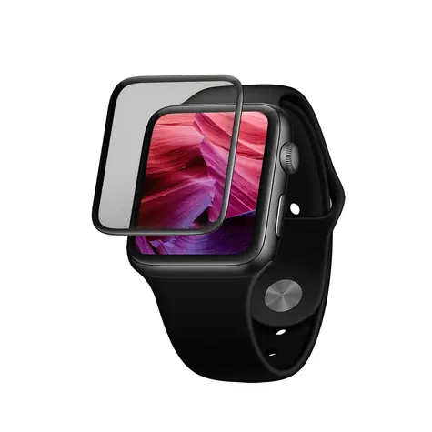 FIXED 3D Full-Cover Ochranné tvrzené sklo pro Apple Watch 42mm s aplikátorem černá / s lepením přes celý displej 
