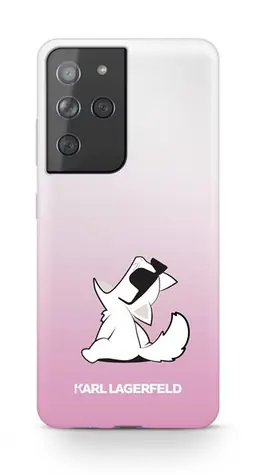 Karl Lagerfeld PC&TPU Choupette Eats Kryt pro Samsung Galaxy S21 Ultra Gradient růžová