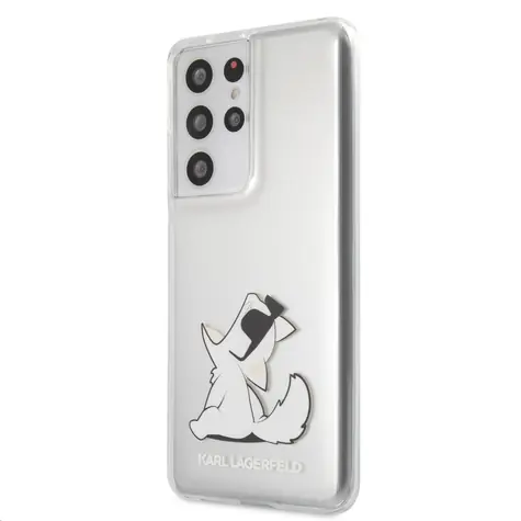 Karl Lagerfeld PC&TPU Choupette Eats Kryt pro Samsung Galaxy S21 Ultra transparentní
