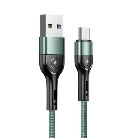 USAMS SJ450 U55 Datový Kabel Braided microUSB 1m zelená
