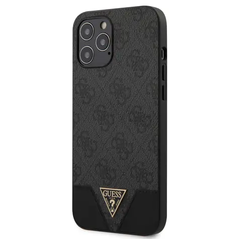 GUESS 4G Triangle Zadní Kryt pro Apple iPhone 12 Pro Max šedá 