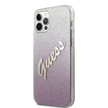 GUESS PC & TPU vintage Zadní Kryt pro Apple iPhone 12 & 12 Pro Gradient růžová