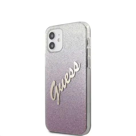 GUESS PC & TPU Vintage Zadní Kryt pro Apple iPhone 12 mini Gradient růžová