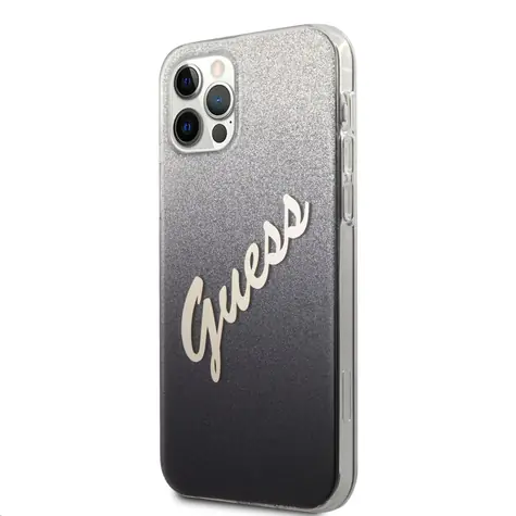 GUESS PC & TPU Vintage Zadní Kryt pro Apple iPhone 12 Pro Max Gradient černá 