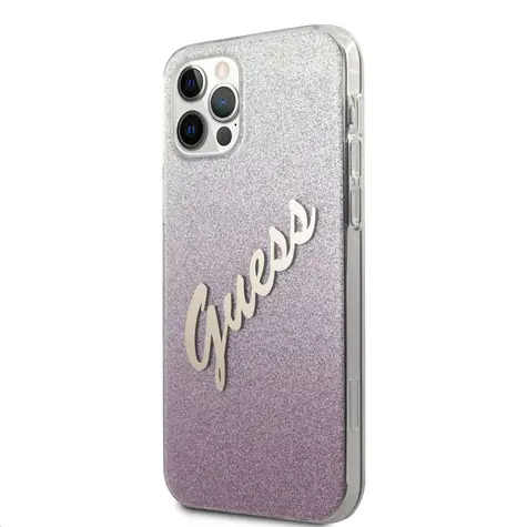 GUESS PC & TPU Vintage Zadní Kryt pro Apple iPhone 12 Pro Max Gradient růžová