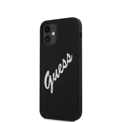 GUESS Silicone Vintage Script Zadní Kryt pro Apple iPhone 12 mini černá