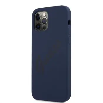 GUESS Silicone Vintage Zadní Kryt pro Apple iPhone 12 & 12 Pro modrá