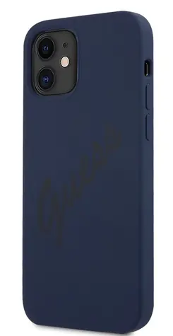 GUESS Silicone Vintage Zadní Kryt pro Apple iPhone 12 mini modrá