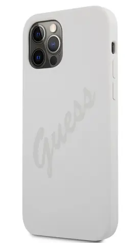 GUESS Silicone Vintage Zadní Kryt pro Apple iPhone 12 Pro Max bílá