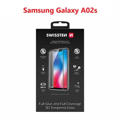 SWISSTEN Ultra Durable 3D FULL GLUE Glass pro SAMSUNG GALAXY A02s černá