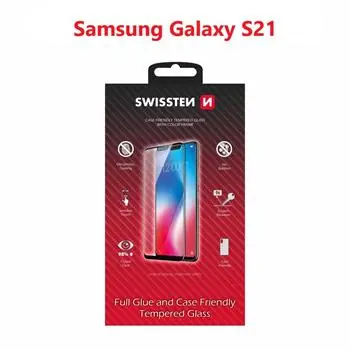 SWISSTEN FULL GLUE COLOR FRAME CASE FRIENDLY sklo pro SAMSUNG G991 GALAXY S21 černá
